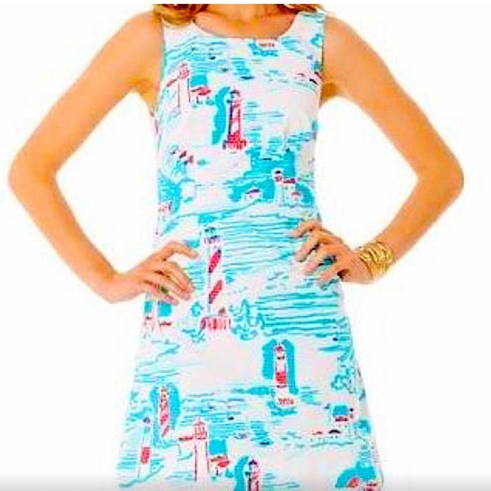 Lilly Pulitzer Delia shift Watch out Lighthouse dress size 0
